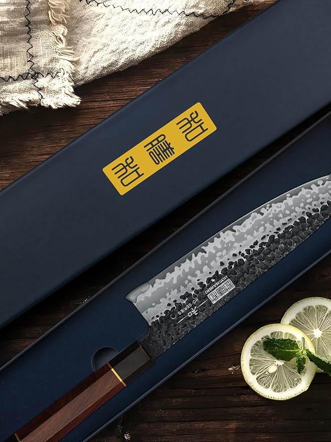 HOSHANHO 8 Inch Japanese Gyuto Chef Knife, 9 Layers 10Cr15CoMoV High Carbon Steel Kitchen Knife, Professional Hand Forged Cooking Knife with Ergonomic Rosewood Handle