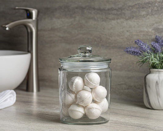 Glass Canister for Kitchen Counter + Labels & Marker - Glass Cookie Jar with Airtight Lids - Food Storage Containers with Lids Airtight for Pantry - Flour, Sugar, Coffee, Cookies, etc.