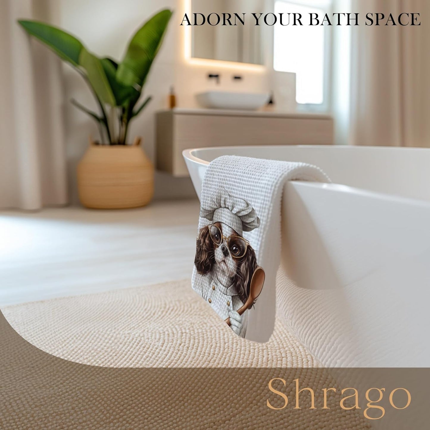 Funny Cavalier King Charles Spaniel Dog Kitchen Towels, Cavalier King Charles Spaniel Gifts, Dish Tea Towels for Kitchen, Dog Lovers Mom Dad Owner Gifts Decorative Hand Towels, 16x24 Inch