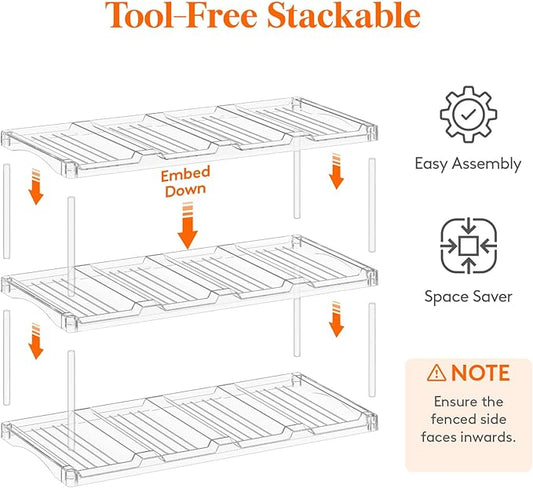 Lifewit Stackable Water Bottle Storage Organizer, Clear Tumbler Cup Mug Organizer, Plastic Large Compartment Wine Rack for Fridge Cellar Kitchen Pantry Storage, 3Tier Hold 12