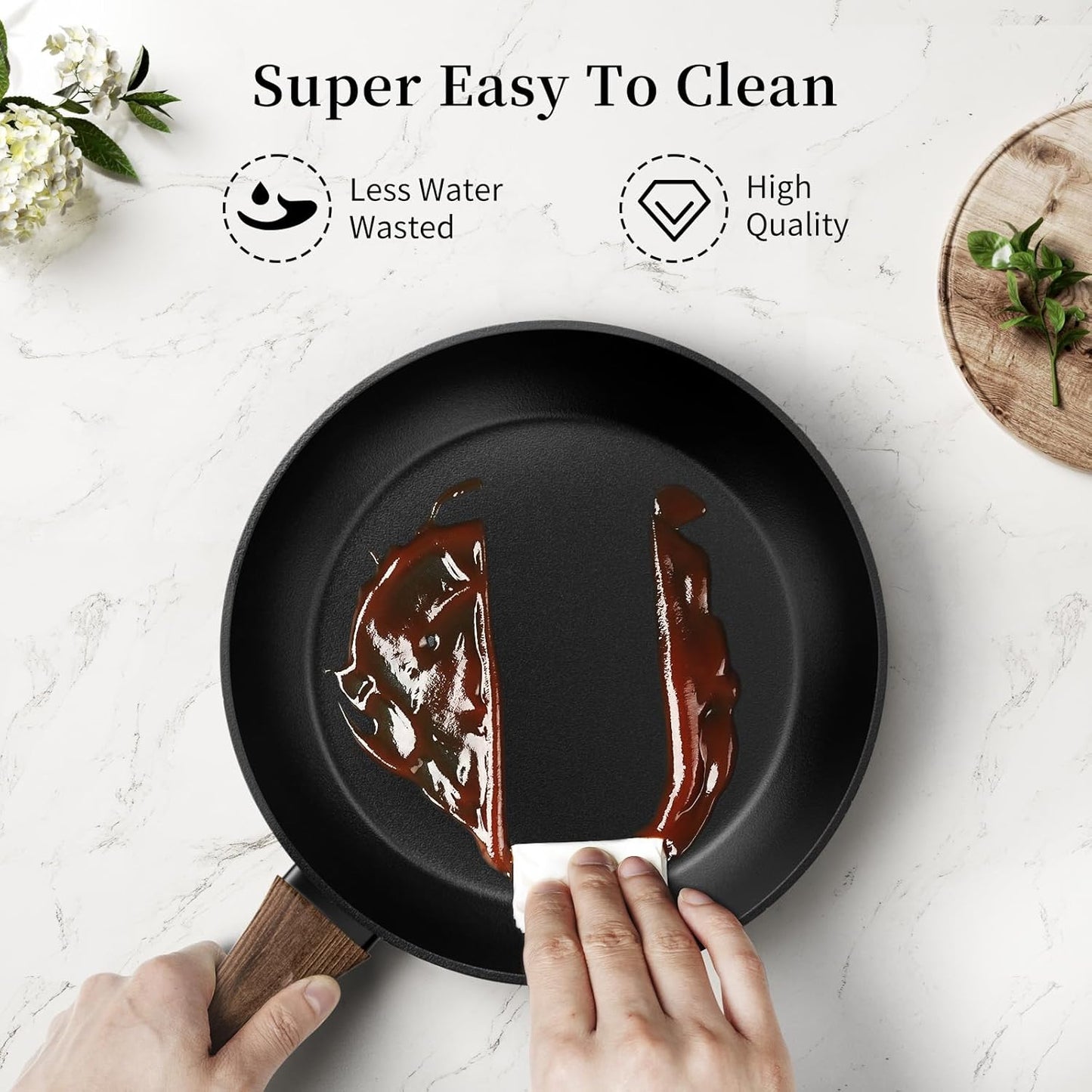 Non Stick Frying Pan, Frying Pan Nonstick Egg Pan Non Toxic, Small Skillet Pans Omelette Pan, Induction Compatible, PFOA Free Healthy Pans(8 Inch, Black)