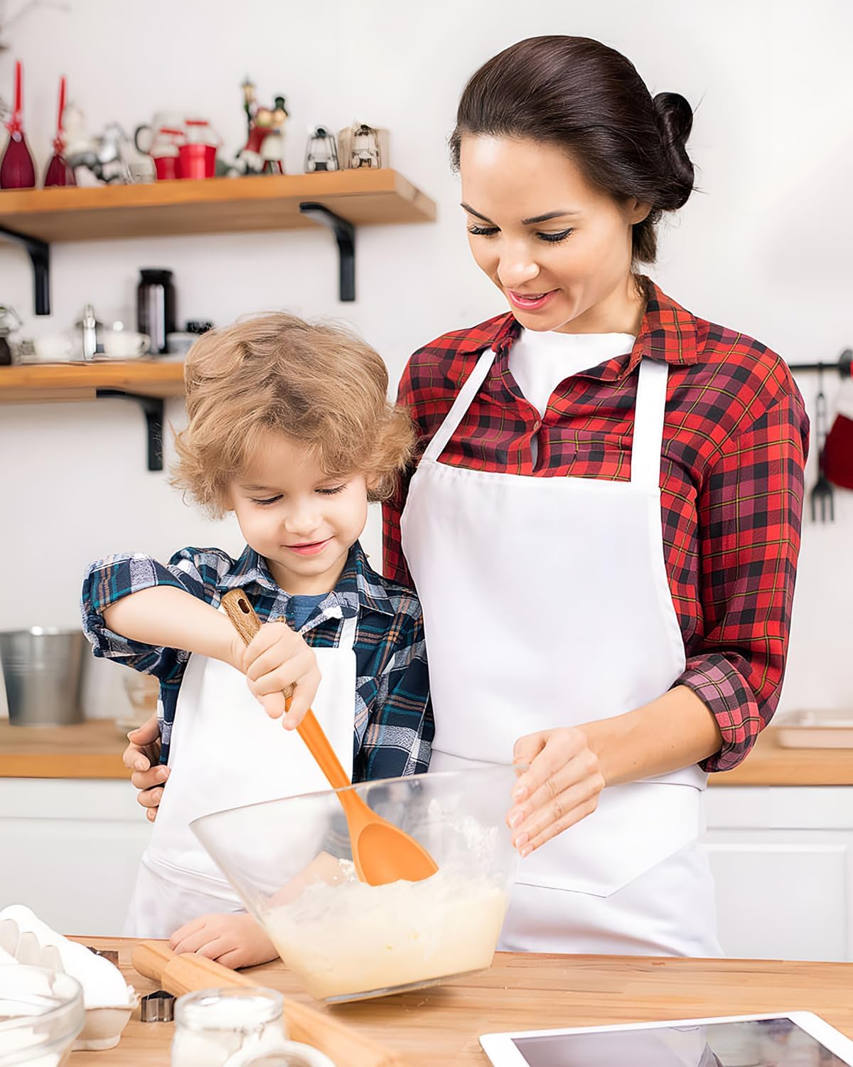 Large Silicone Cooking Spoons, Nonstick Solid Wooden Handle Spoon, Heat Resistan Silicone Kitchen Spoons for Cooking, Serving, Basting, Mixing, 13.2inch (ORANGE)