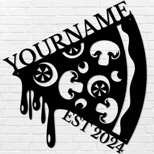 magilab Personalized Pizza Metal Sign, Custom Kitchen Wall Decor for Home & Outdoor, Food Lover Gift (Style C)