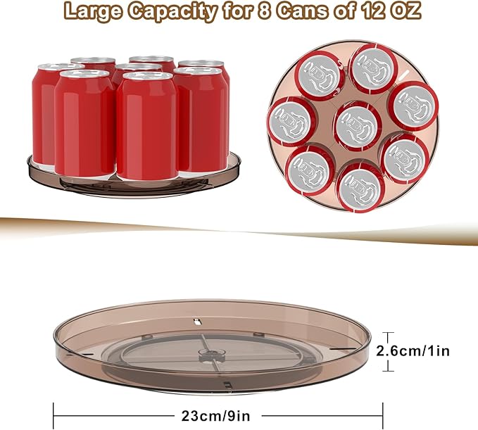 2 Pack Decorative Trays, Brown Round Rotating Organizer Tray for Table Top, Cabinet, 9 Inch Turntable Non-Skid Fridge Lazy Susan, Kitchen Storage for Coffee Table Counter Vanity Bathroom