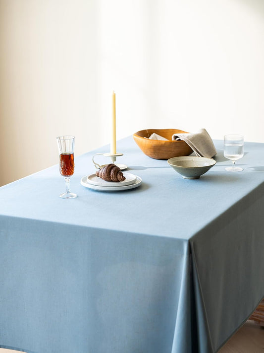Blue Linen Table Cloths for Rectangle Tables Farmhouse Neutral Tablecloth Rectangular Kitchen Decoration Dining Table Cover Washable 60x102