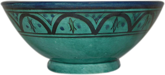 Ceramic Bowls Moroccan Handmade Serving Bowl Aqua 8 inches in Diameter