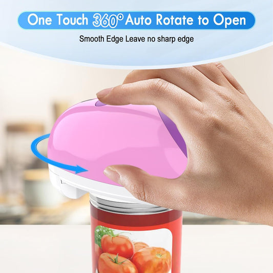 HuiJuKeJi Electric Can Opener, Rechargeable Automatic Can Opener for Seniors with Arthritis, One-Touch Hands-Free Can Opener for Almost Can Sizes, Smooth Edge & Food-Safe Kitchen Gadgets-Purple