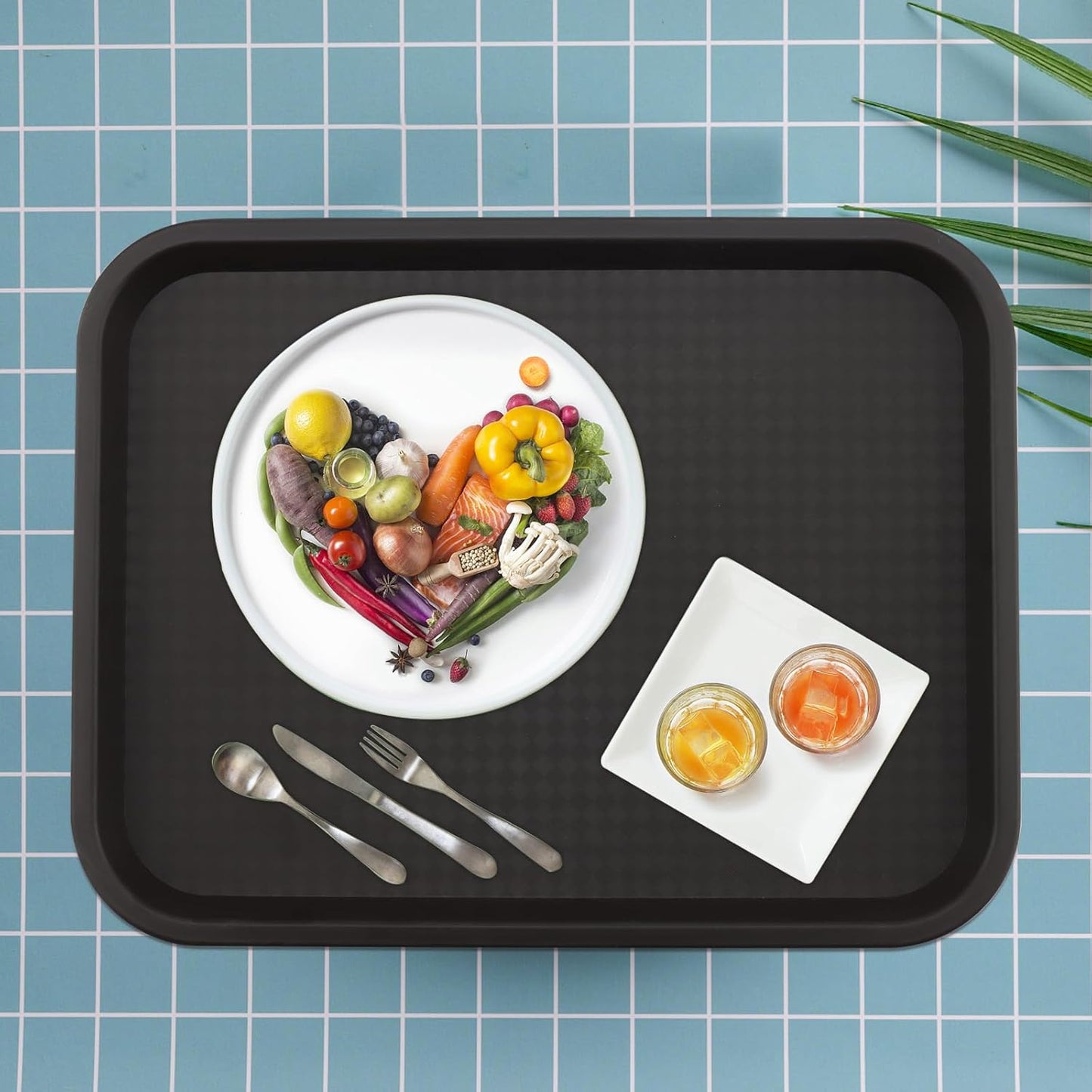 12 Pack 16 x 12 Inch Brown Fast Food Tray, Large Rectangular Restaurant Serving Trays, Plastic Cafeteria Trays School Lunch Trays