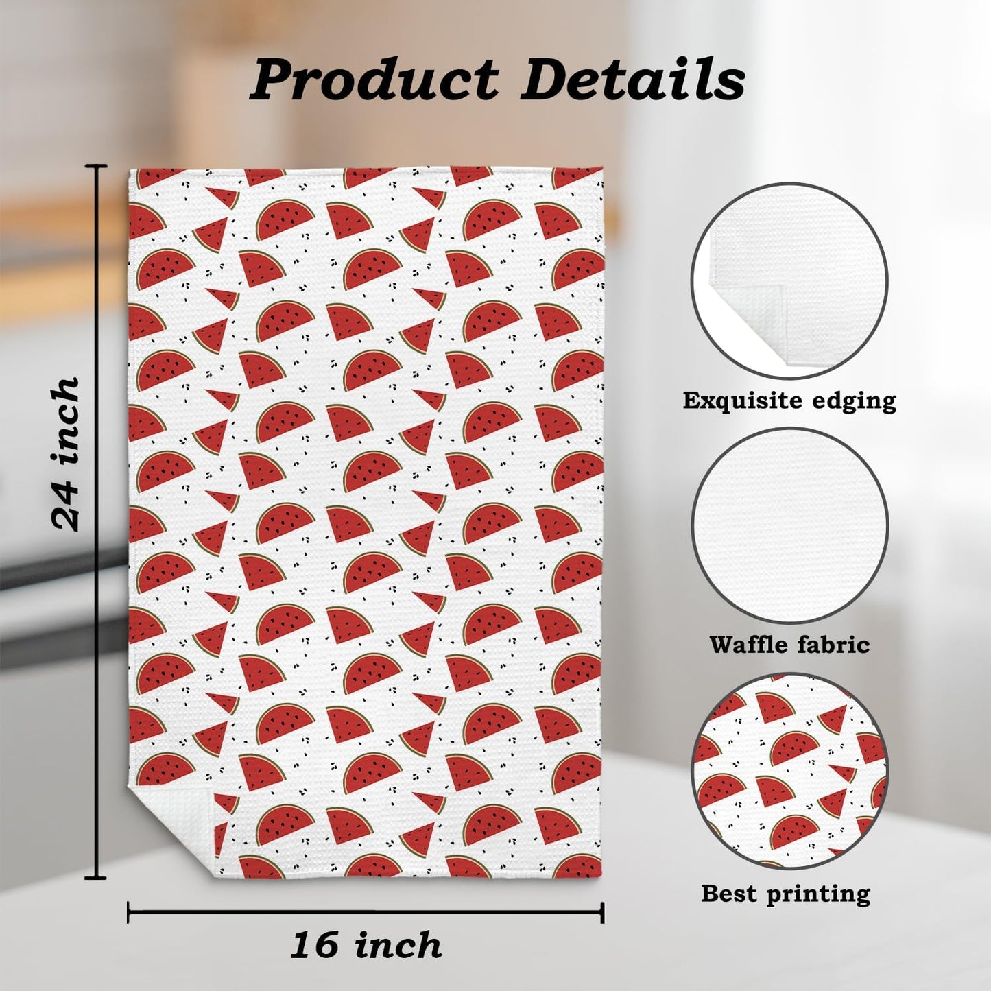 Watermelon Decor Kitchen Towel, Watermelon Hand Towel Dish Towel for Kitchen Bathroom Decor, Fruit Lover Gifts, 16x24 Inches