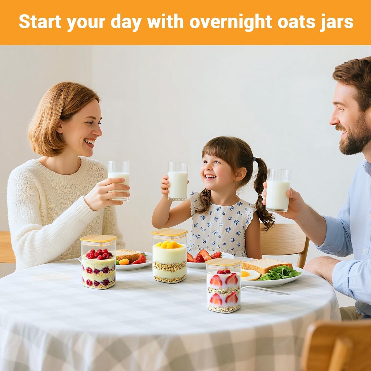 Glass Jars with Bamboo Lids, 4 Pack 37 Fl.oz Square Glass Jars with Airtight Lids, Stackable Kitchen Food Storage Containers for Flour Sugar Coffee Tea Candy - Included Labels, Marker and Spoon