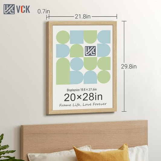VCK 20x28 Picture Frame Set of 5 - Oak, Natural Solid Wood Poster Frames, Wall Mounting Hanging