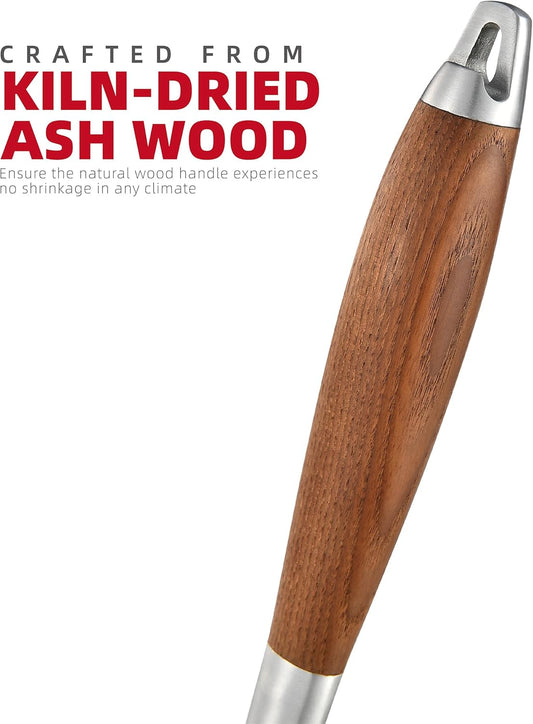 Heavy-Duty Heat-Treated Ash Wood BBQ Grilling Tools Set | Extra-Thick Stainless Steel Spatula, Fork & Tongs | Essential Barbecue Accessories, for Grill Enthusiasts