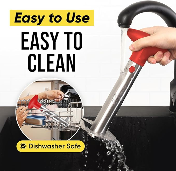 Zulay Kitchen Stainless Steel Pineapple Corer & Slicer – Heavy-Duty Pineapple Cutter with Reinforced Blade & Eye Removal Tool – Effortless Pineapple Core Remover & Slicer - Red