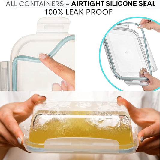 Razab 16 Pc (Set of 8) 30 Oz Glass Meal Prep Containers with Lids, Airtight Large Glass Food Storage Containers, Reusable Leak Proof BPA Free, Freezer to Oven and Dishwasher Safe