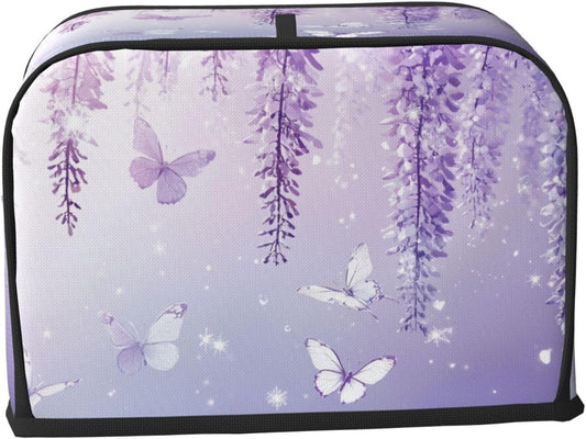 Toaster Cover 2 Slice Lavender Butterfly Light Purple Flower Kitchen Small Appliance Covers with Pockets Dust and Fingerprint Protection