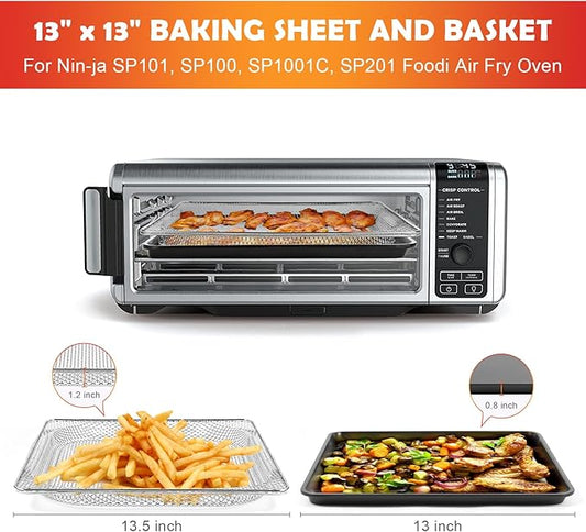 Ericair Oven Air Fryer Basket and Tray Compatible with Ninja SP100, SP101, SP1001C, SP201 Foodi Air Fry Oven, Air Fryer Accessories for Ninja Foodi 8-in-1 Air Fry Oven