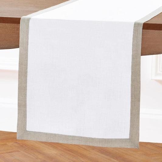 Solino Home Linen Table Runner 72 Inches Long - 100% Pure Linen Light Natural and White Dining Table Runner 14 x 72 Inch for Fall, Autumn, Halloween, Thanksgiving - Classic
