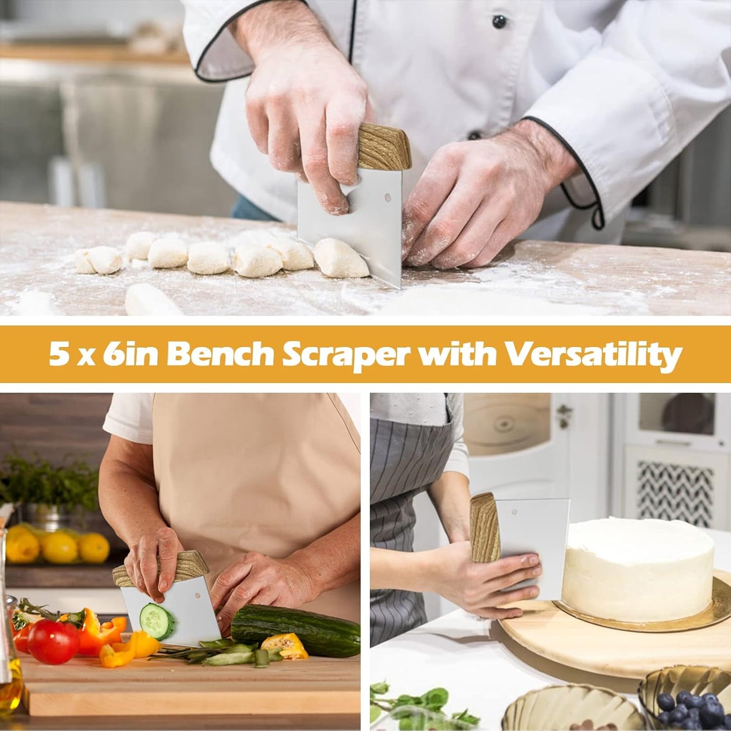 Metal Spatula Set of 5, HaSteeL Heavy Duty Griddle Accessories Kit, Durable Stainless Steel Burger Turner Flipper Scraper Tools for Flat Top Grill Teppanyaki Cast Iron, Indoor & Outdoor, Easy to Clean