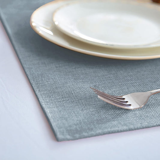 Cloth Placemats Set of 8, Linen Type Fabric Placemats Machine Washable Heat Resistant Placemats Polyester Place Mats for Halloween, Thanksgiving and Christmas Dining Table (Light Gray)