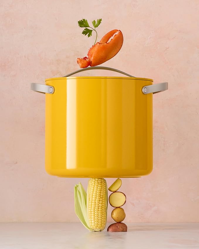 Caraway Stock Pot - 12 Qt Ceramic Coated Pot With Lid - Fee From Forever Chemicals - Large Pot for Bigger Batches - Sage