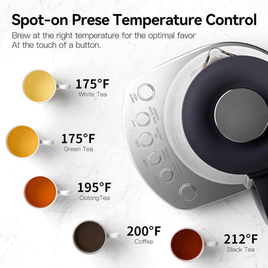 Electric Kettle With Infuser, 1.5L Electric Tea Kettle With Temperature Control, 1200W Fast heating for Pour Over Coffee, Brew Tea, Boil Hot Water, BPA-Free, Easy to Clean G888B