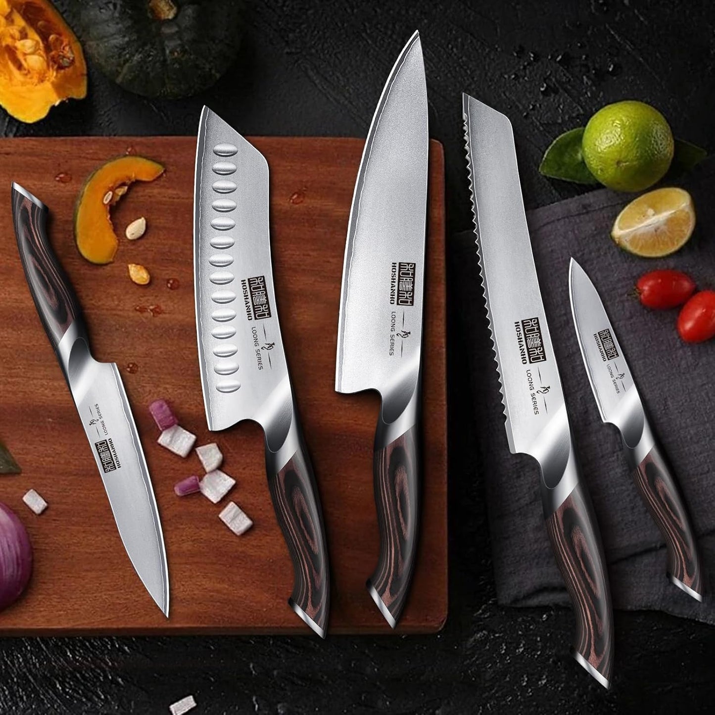 HOSHANHO Knife Set with Magnetic Knife Holder, 6 Pieces Japanese High Carbon Stainless Steel Kitchen Knife Sets, Ultra Sharp Professional Chef Knives Sets