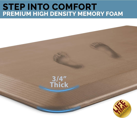 ComfiLife Anti Fatigue Floor Mat – 3/4 Inch Thick Kitchen Mats for Floor, Standing Desk Mat, Kitchen Rug – Comfort at Home, Office – Durable – Stain Resistant – Non-Slip Bottom (20" x 39", Beige)