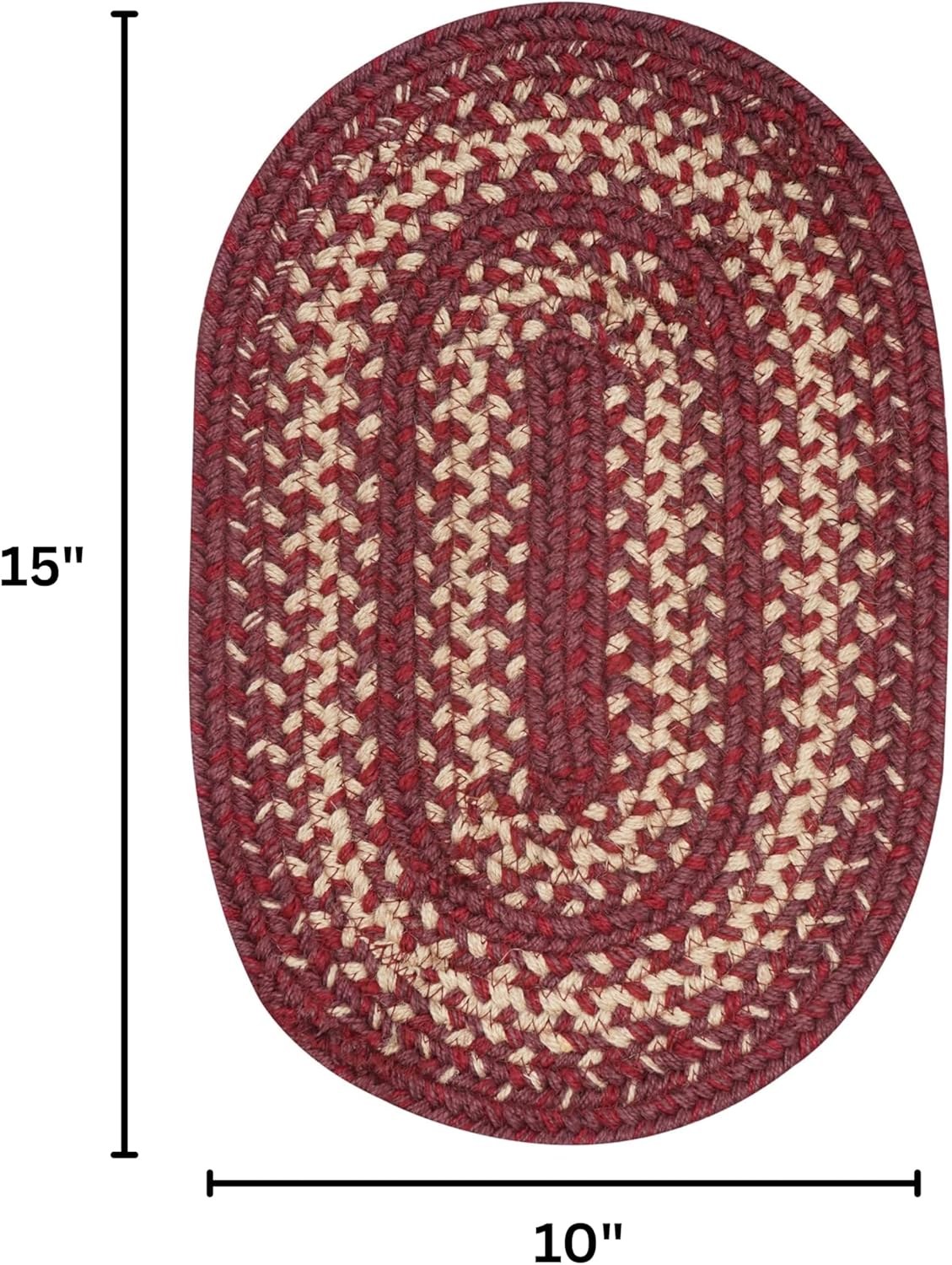 Autumn Maple Jute Braided Placemats Set of 4-10x15, Oval, Burgundy and Tan - Vibrant Colors, Durable, Easy to Clean and Protects Furniture