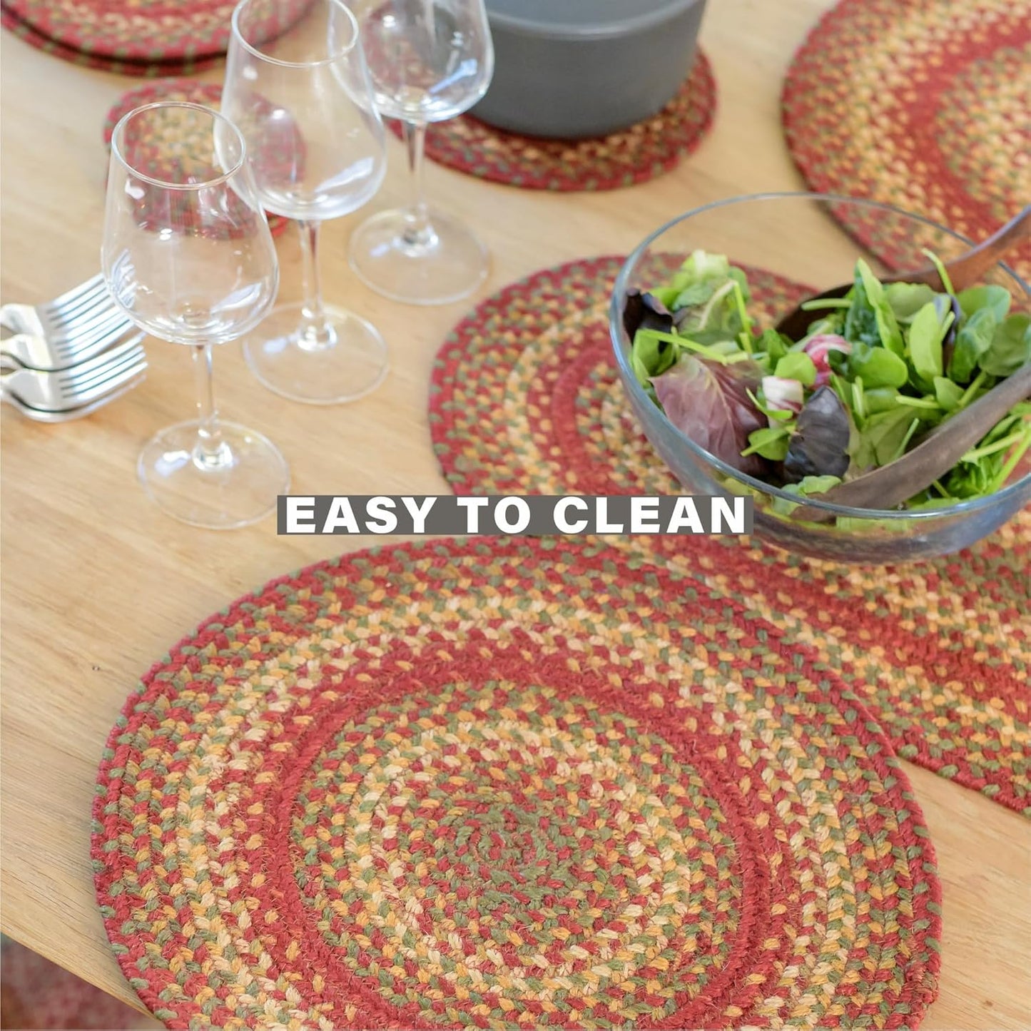 Homespice Cider Barn Oval Table Runner - 11"x36", Red - Handcrafted with Jute - Rich Colors, Easy to Clean, Durable and Protects Furniture