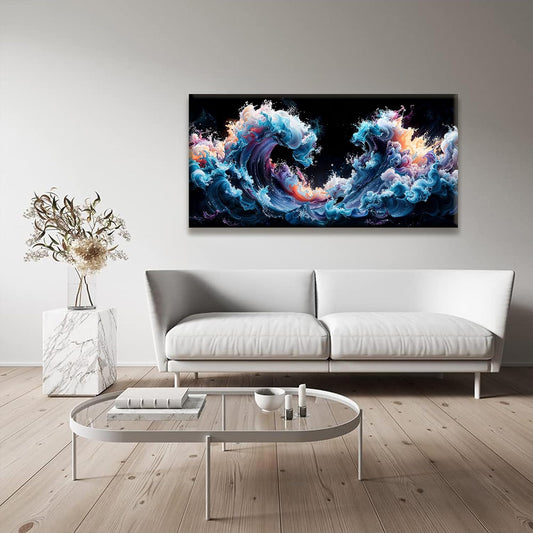 QSQ Canvas Art Wall Decor Colorful Waves Abstract Wall Art For Living Room Modern Canvas Prints Pictures Colorful Wall Art Picture For Bedroom Hotel Home Wall Decor 24 X 48 Inch