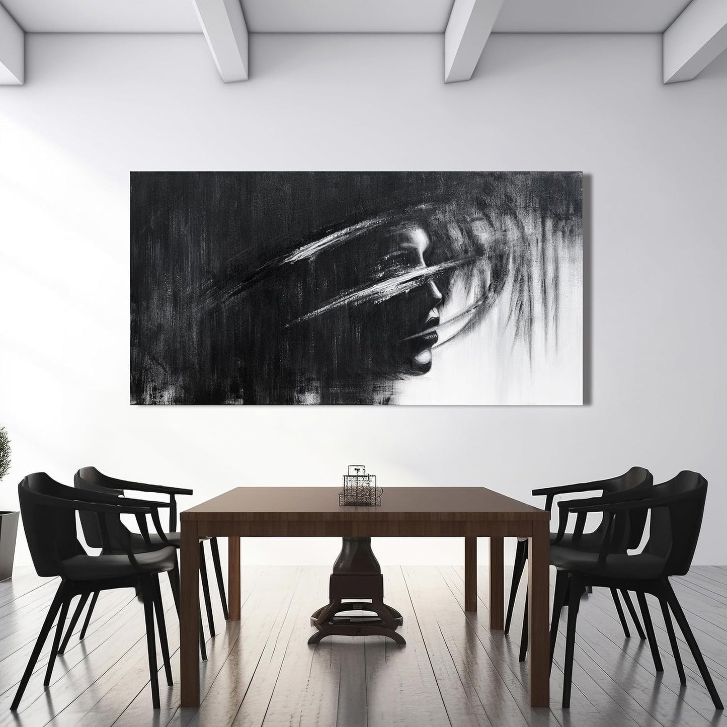 Canvas Wall Art Decor Large Wall Art Pictures for Living Room Black and White Abstract Wall Art Decor Large Artwork for Walls Modern Abstract Wall Art Prints Kitchen Bedroom Office Wall Decor 29"X58"