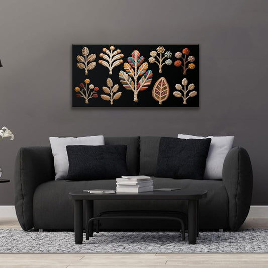 Tsomzxng Boho Black Wall Art Modern Bohemian Canvas Wall Art Decor Multicolor Painting Prints Boho Wall Art For Apartment Bedroom Nursery Backdrop 20" X 40" Ready To Hanging