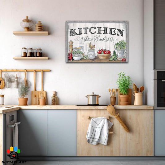 GUTTATY Kitchen Pictures Wall Decor, Farmhouse Wall Art Decor Various Vegetables and Spoon Painting for Dinning Room Restaurant Decor, Mother's Day Gift for Grandma Mom Hanging Artwork 28×40 Inch