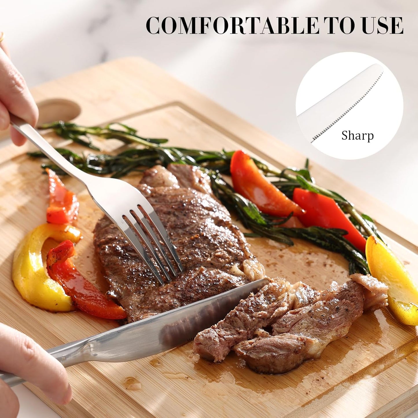 Silverware Set, Heavy Duty Mirror Polished Stainless Steel Flatware Set Modern Kitchen Utensils Set Rust-Proof Dishwasher Safe Knife Spoon Fork for Wedding Housewarming (60-Piece)