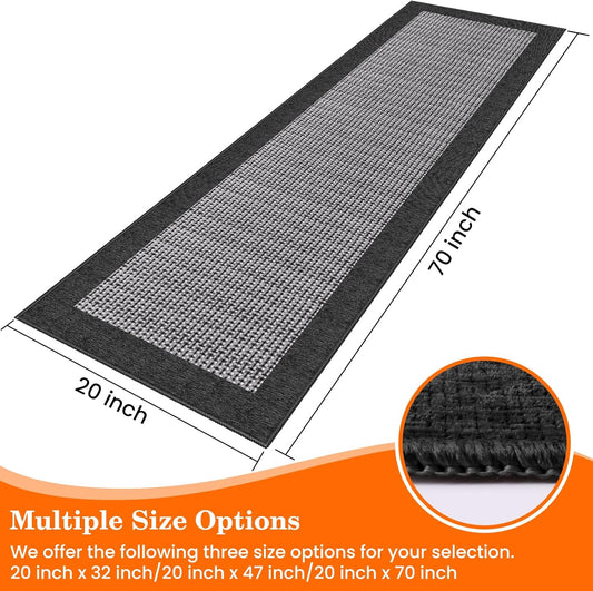 StepRite Kitchen Rugs, Kitchen Mats for Floor, 70"x20" Non-Slip Machine-Washable Kitchen Throw Rug, Absorbent Kitchen Runner Rugs Office, Kitchen Sink Standing Desk Mat, Kitchen Decor Carpet, Black