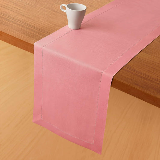D'Moksha Homes Linen Dusty Pink Table Runner 108 Inches Long - 100% Pure Linen 14 x 108 Inch Table Runner for Fall, Autumn and Halloween - Classic Hemstitch