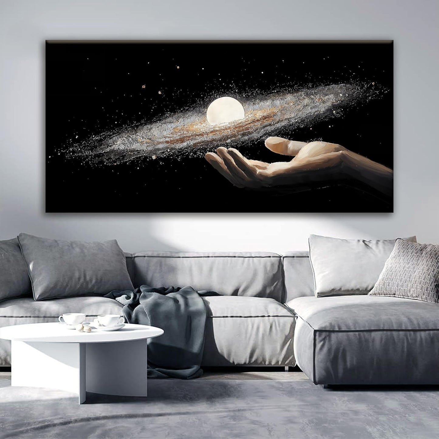 Large Abstract Wall Art Decor The Universe In Hand Science Fiction Wall Art For Living Room Bedroom Office Kitchen 29x58 Inch Canvas Painting Home Wall Decor Ready To Hang