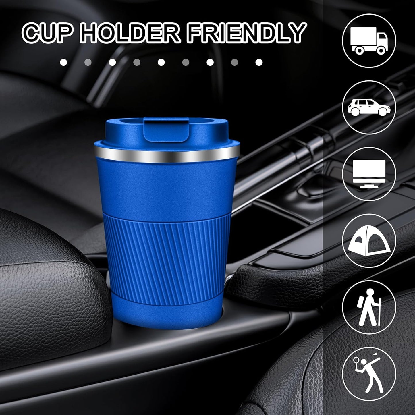 Coffee Travel Mug 12 oz & 17 oz Insulated Coffee Mug with Lid Portable Spill-Proof Coffee Travel Mug No Handle Reusable Stainless Steel Mug Keeps Cold and Hot Suitable for Car, Daily, Travel and Gifts