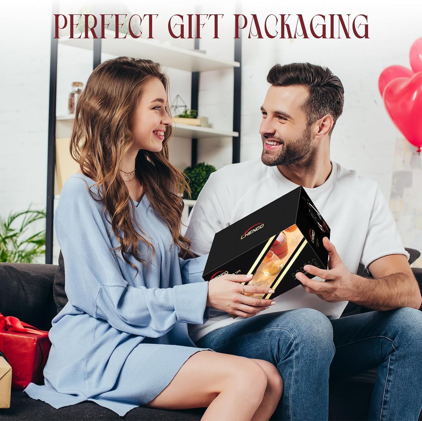 CHENGO Stemless Wine Glasses Set of 4 for Daily Use, 18oz Premium Stemless Red or White Wine Crystal Glass, No Stem Wine Glasses, Gifts for Wedding, Anniversary, Hosting, Birthday