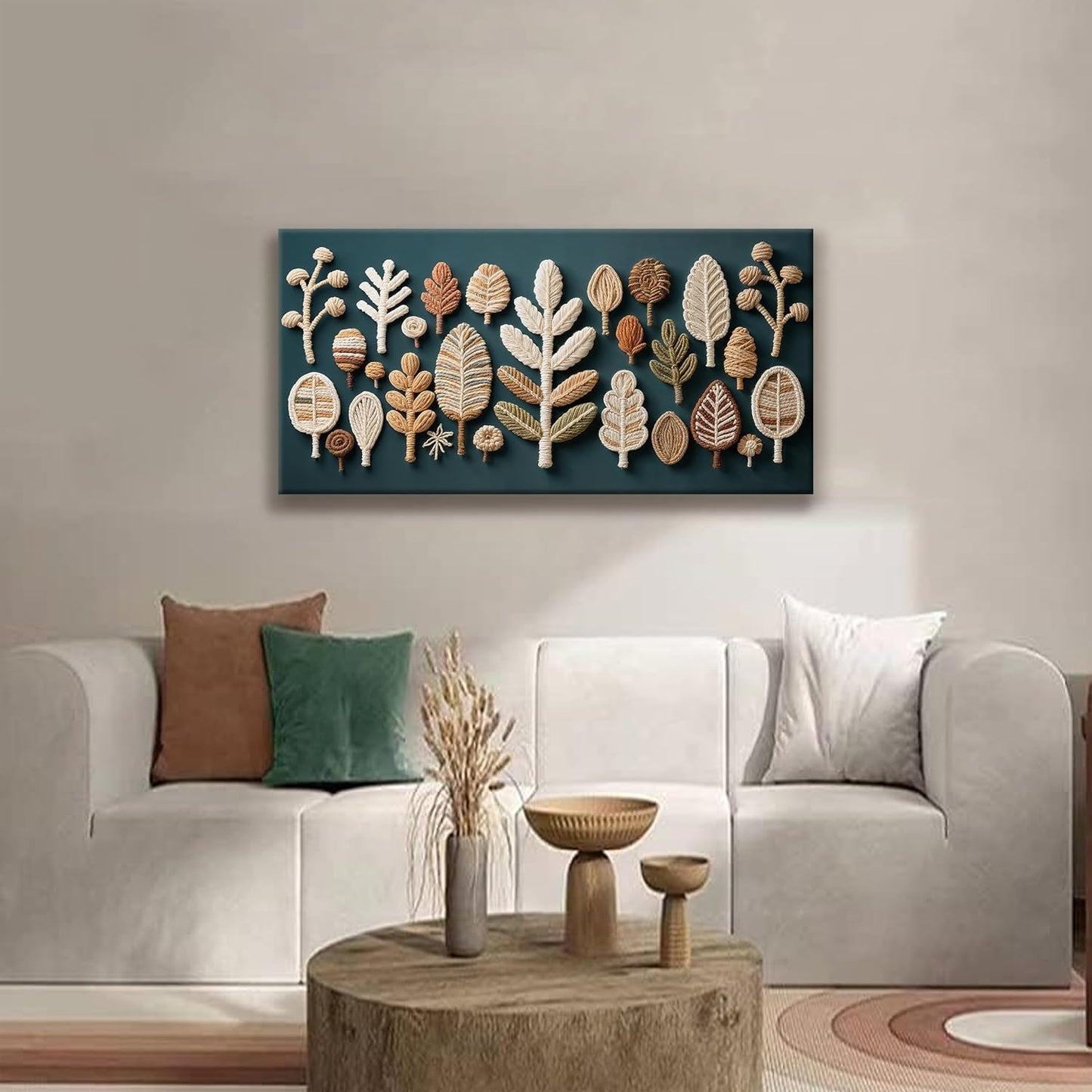 Tsomzxng Boho Wall Art Bohemian Feather Modern Canvas Art Wall Decor Artwork Multicolor Painting Modern Dark Green Wall Art Prints Picture For Bedroom Nursery Backdrop Home Artwork 20" X 40"