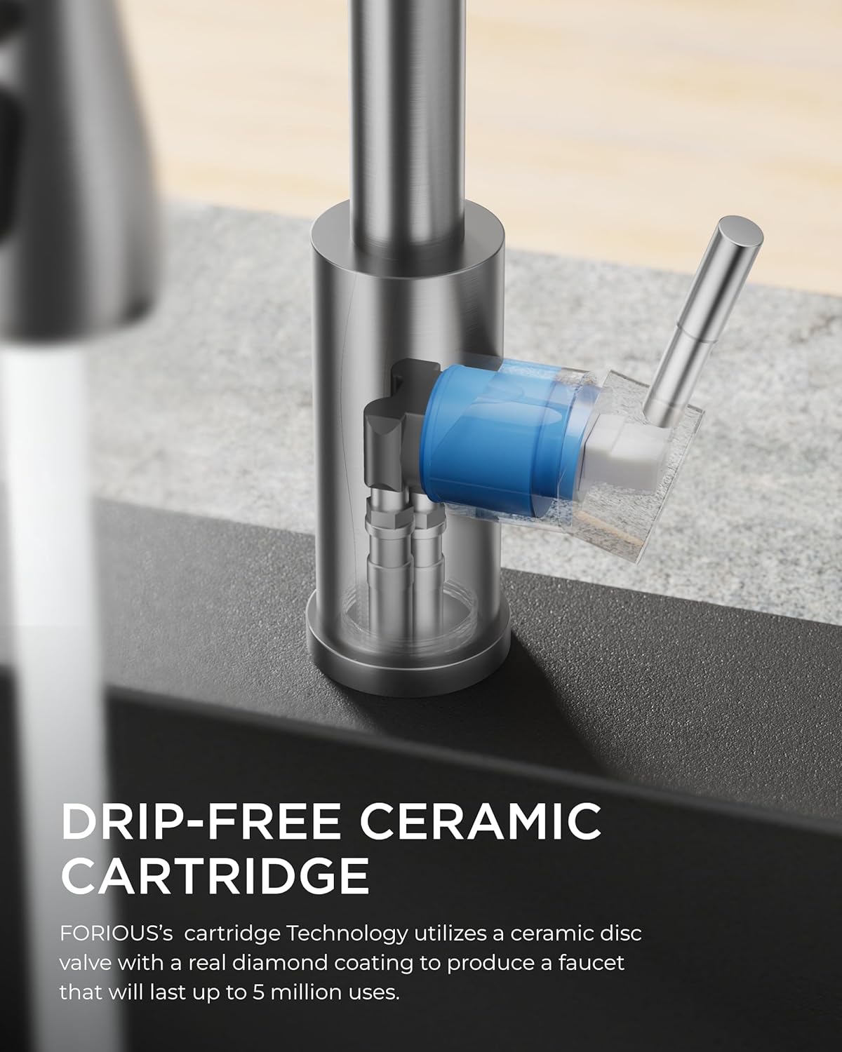 FORIOUS Kitchen Faucet with Soap Dispenser, Brushed Nickel, Single Handle Stainless Steel Transitional Sink Faucet with Pull Down Sprayer 1 or 3 Hole, Suitable for Farmhouse Laundry Camper RV Bar