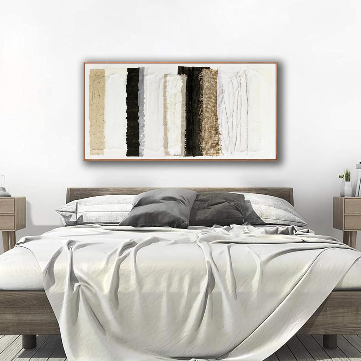 Abstract Canvas Wall Art Decor Maximalist Home paintings Decor Wall Art Prints Modern Framed Wall Decorations Multicolor Overlapping Strips Artwork 20×40 inch for Living Room Wall Bedroom Kitchen Office Decor