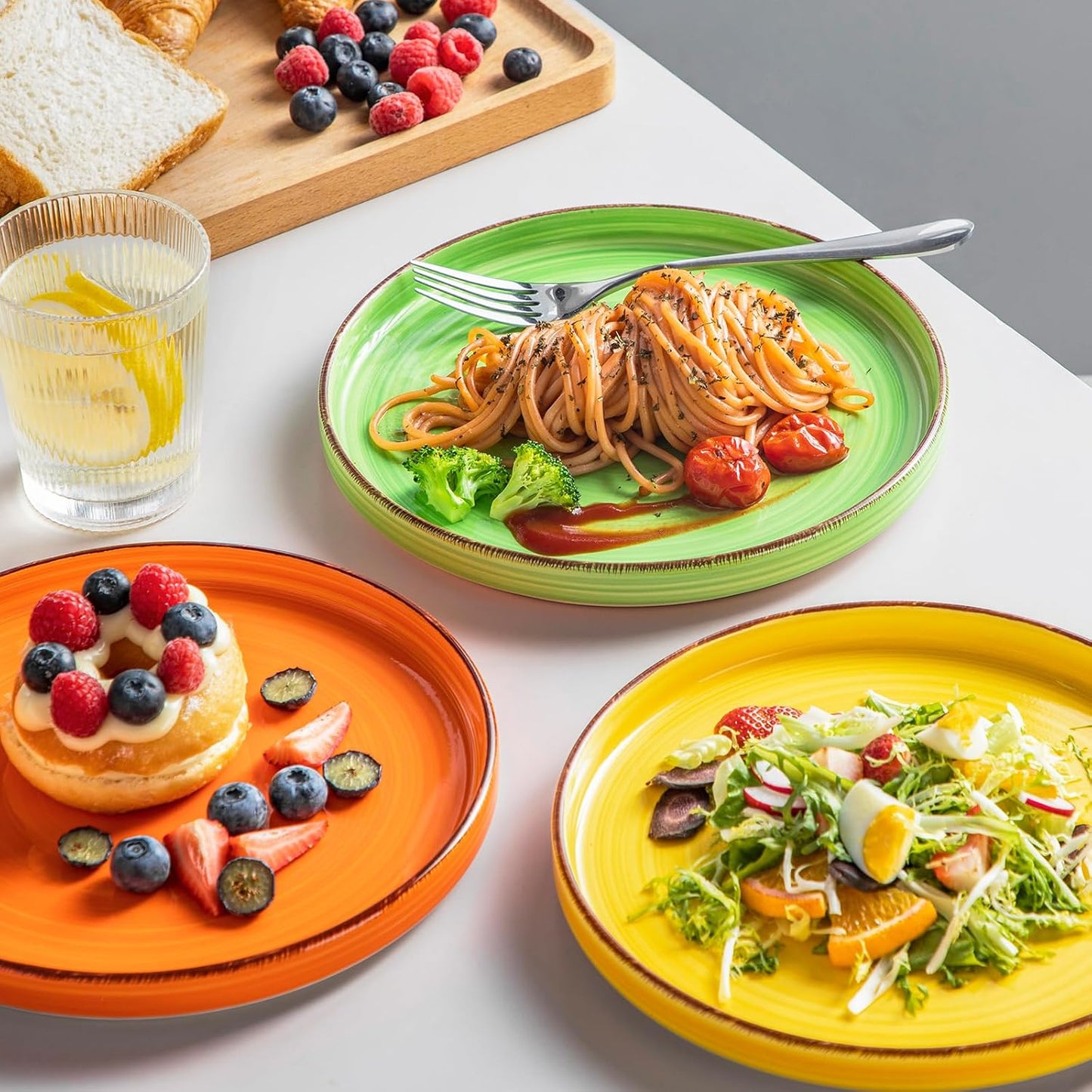 vancasso Bonita 8.5 inch Salad Plates, Ceramic Small Dinner Plates Set, Dessert Plates Set of 6, Microwave,Oven and Dishwasher Safe, Multicolor
