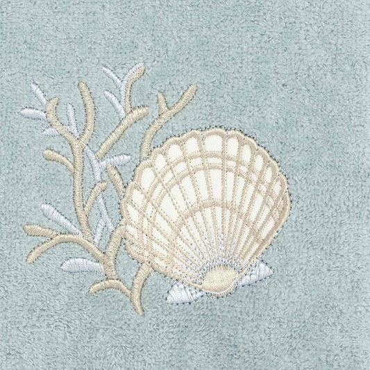 Avanti Linens - Fingertip Towel, Soft & Absorbent, Coastal Bathroom Essentials (Sand Shells Collection, Mineral)