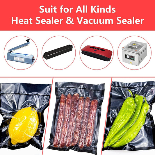 CANLENPK 8x10 Inch/20x25cm Vacuum Seal Bags Black Back and Clear Front,Food Storage Bag,Seal Meal Snack Fruit Nut,Boil Steam Heat Freeze,Commercial Grade Heavy Duty Sealable Bags (100PCS, Black Back)