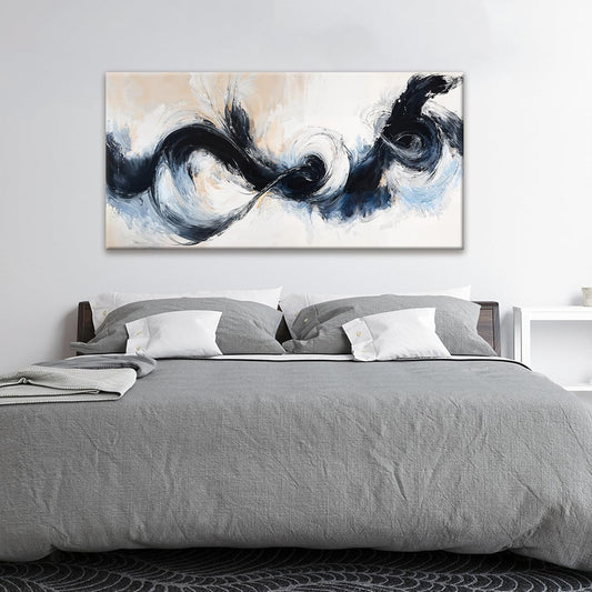 Suconvng Canvas Art Wall Decor Painting Black And White Abstract Wall Art For Living Room Modern 24" X 48"Graffiti Abstract Wall Decor Prints Artwork For Bedroom Home Wall Artwork