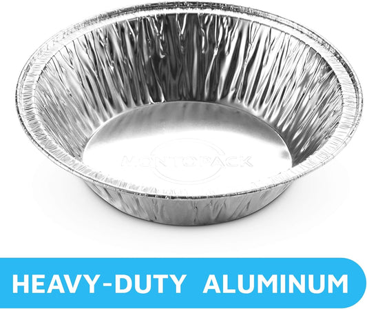 MontoPack Disposable 5" Aluminum Foil Pie/Tart Pan (50 Pack) | 5 Inch Round Cake Pan for Baking Personal Mini Pies, Homemade Cakes & Quiche | Oven Safe Foil Tins Easily Stack & Store, Freeze & Reheat