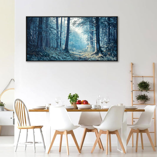 KLAKLA Canvas Wall Art - Forest Wall Decor Amazon Wall Art Landscape Blue Tree Picture Framed Artwork for Walls Living Room Bedroom Office - 40x20 Inches
