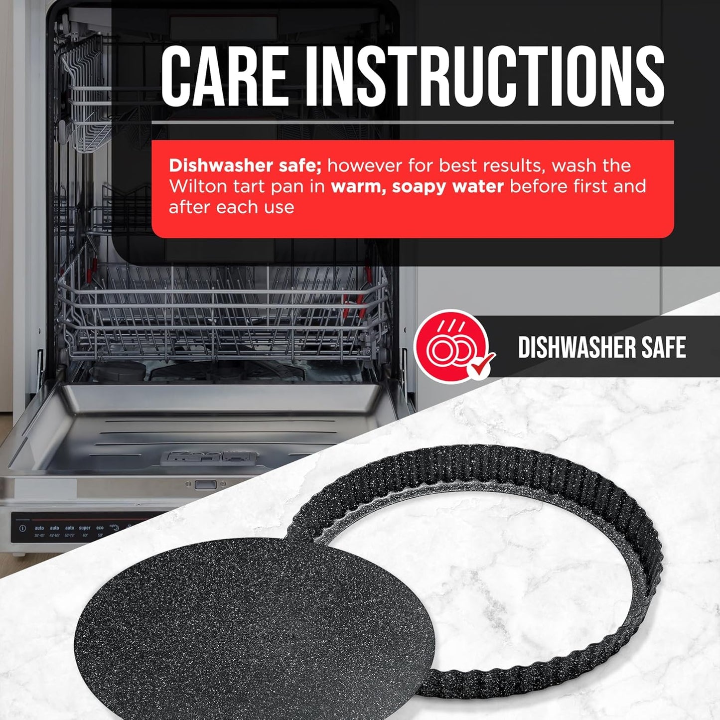 Tart Pan – Quick Release Removable Base, Non-Stick Fluted Edge, Durable Steel - Create Perfect Pies, Fruit Tarts, and Quiches with Ease