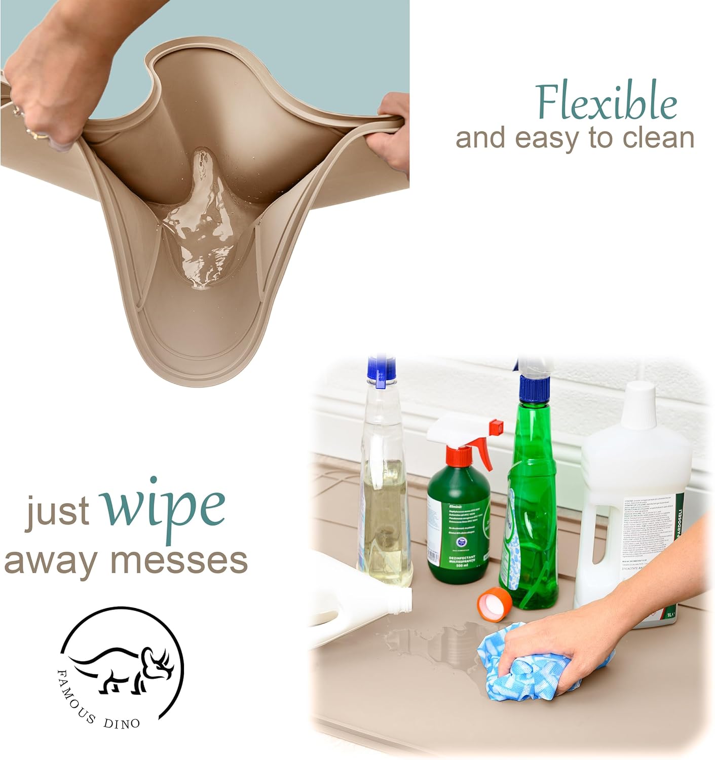 The Original Under Sink Mat - Adjustable Silicone mat, Waterproof Under The Sink Bathroom Vanity Mat, Under sink mats for kitchen waterproof - 28" x 19" or smaller